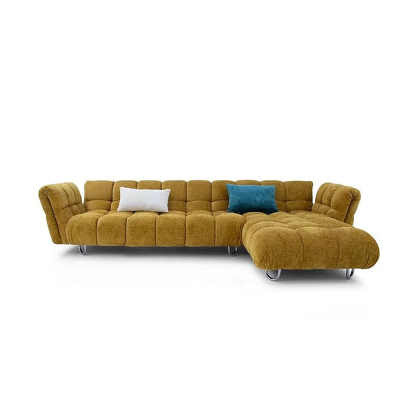 Cathy Suede Fabric Multi-seater Sofa L-shape Corner Couch with Chaise