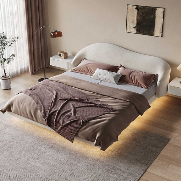 Curt Velvet Special Shaped Bed Head Floating Bed Frame VINTAGE LIVING