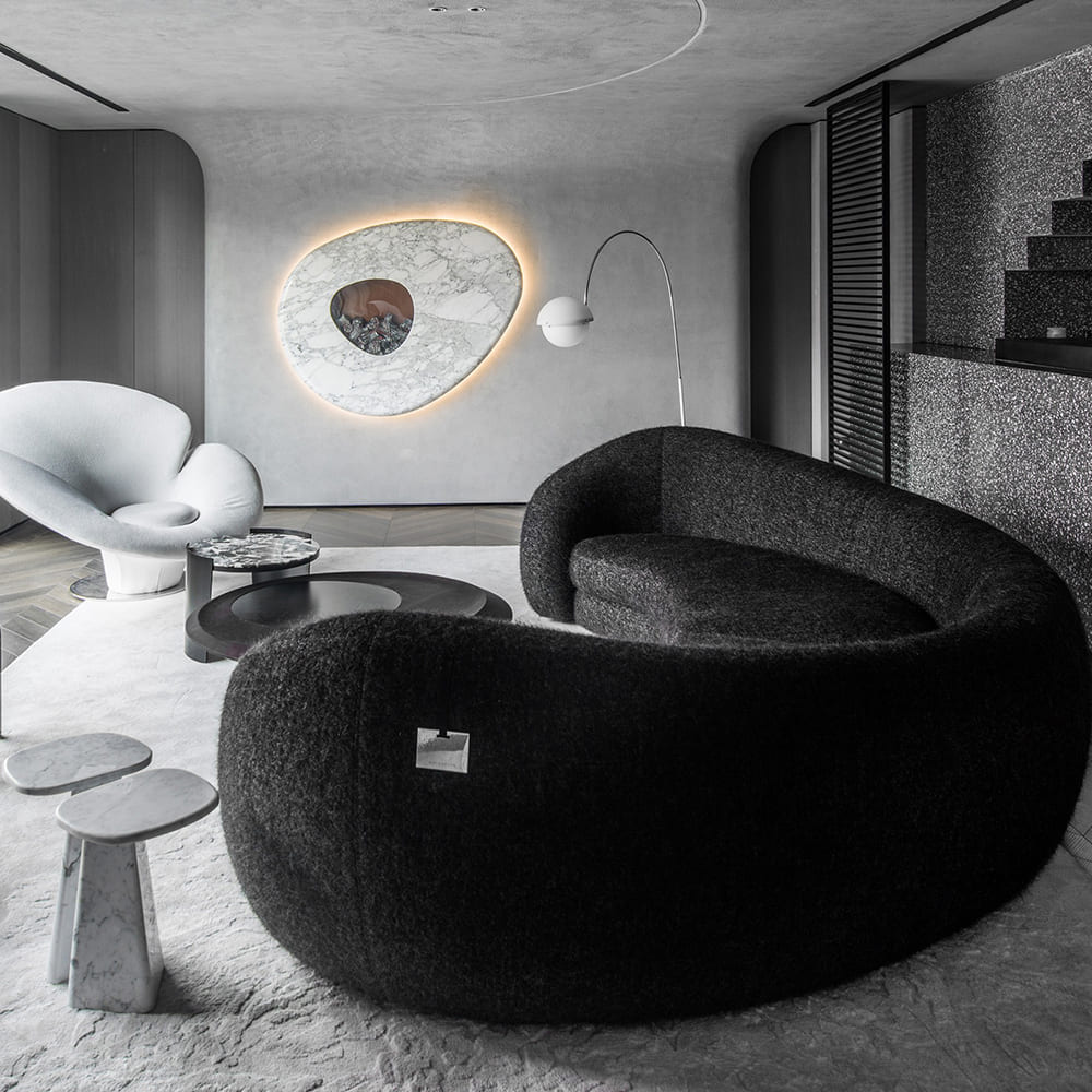 Debra Boucle Curved Shaped Sofe Rounded Contemporary Design 4-Seater C ...