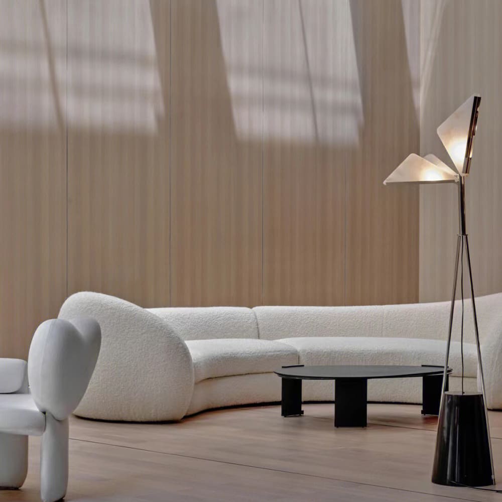 Debra Boucle Curved Shaped Sofe Rounded Contemporary Design 4-Seater C ...
