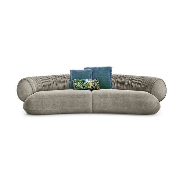 Fiona Velvet 3-Seater Curved Sofa Pleated Modern Minimalist Designer Style Couch