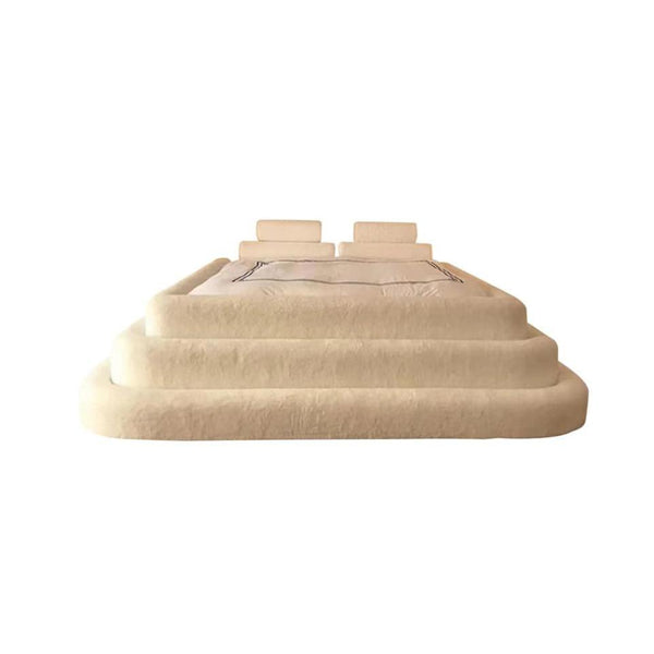 Jina Teddy Fleece Shaped Headboard 3-layered Cake Bed Frame