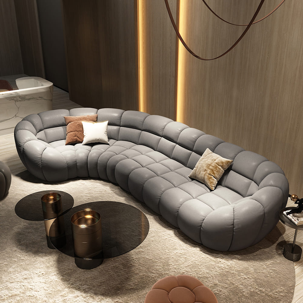 Madge Boucle Fabric Light Luxury Semicircle Bubble 5 seater Sofa Madge Boucle Fabric Light Luxury Semicircle Bubble 5 seater Sofa
