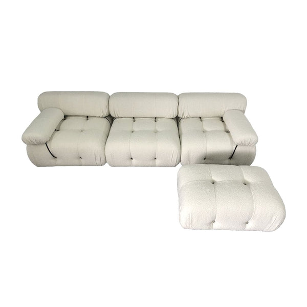 Mona White Boucle Designer Couch 4 Pieces Modular Minimalist Sofa Set