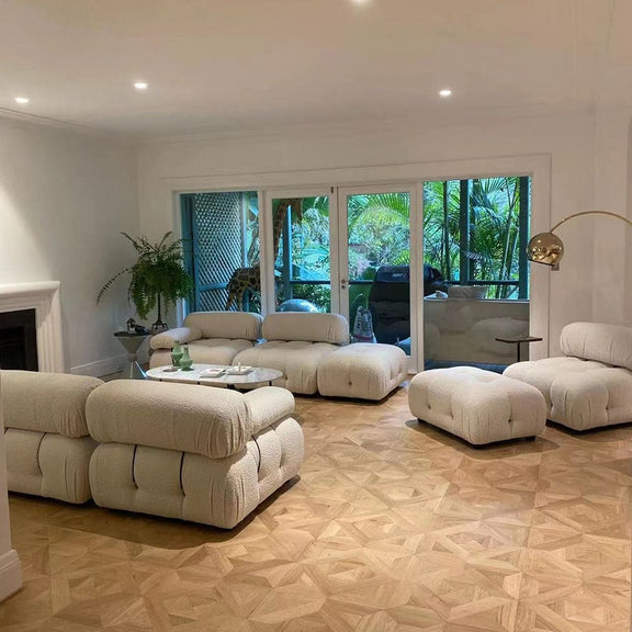 Mona White Boucle Designer Couch 4 Pieces Modular Minimalist Sofa Set ...