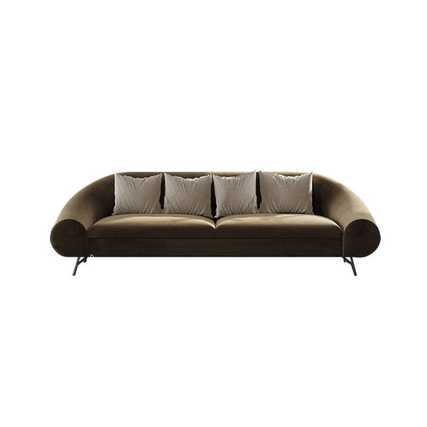 Rick Velvet 3 Seater Sofa Round Armrest Couch