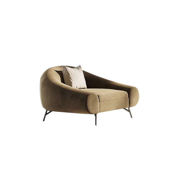 Rick Velvet 1 Seater Sofa Round Armrest Lounge Chair