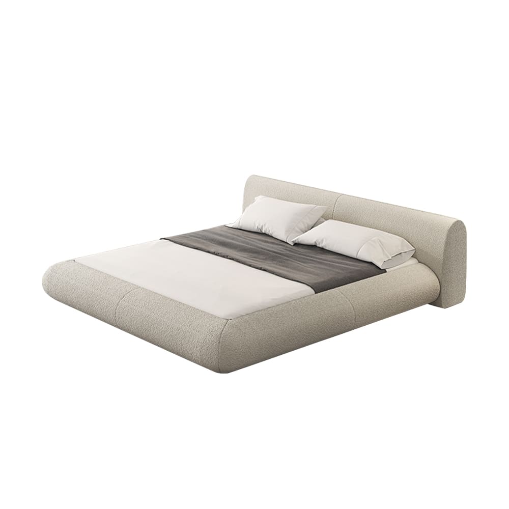 Curve Bio Frame Tammy Bouclé Bed Frame Contemporary Curved Design with Minimalist Upho ...