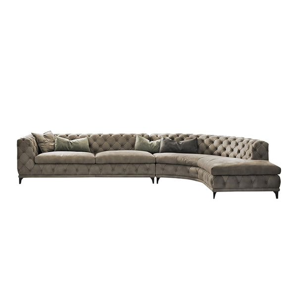 Ulysses Velvet Curved Sectional Sofa 6-Seater Luxury Deep Button Upholstery Modular Couch